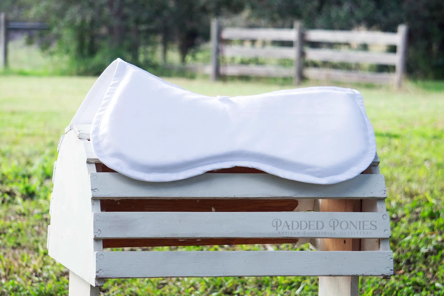 White Suede Comfort Memory Foam Jump Half Pad for Horse Shows