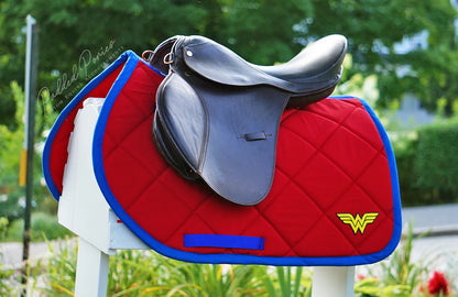 Red and Royal Blue DC Comics Wonder Woman Superhero Patch Pony All Purpose Saddle Pad