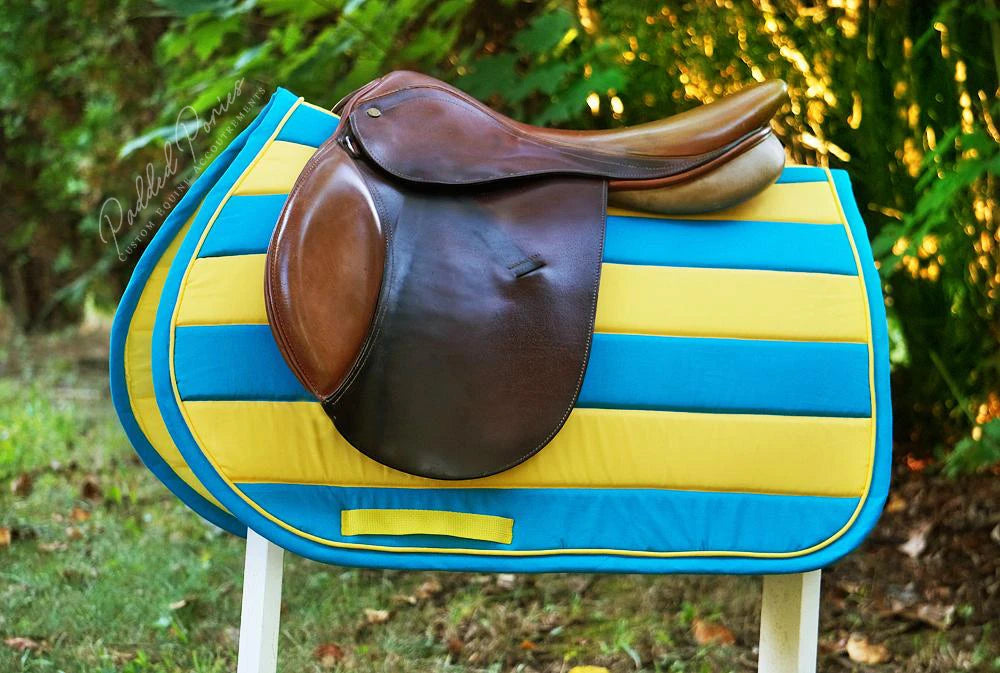 Yellow and Bright Blue Stripe All Purpose Saddle Pad