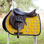 Yellow, Black, and White Plaid Flannel Saddle Pad