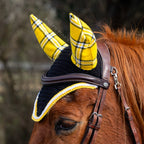 Yellow, Black, and White Plaid Flannel Fly Veil Bonnet