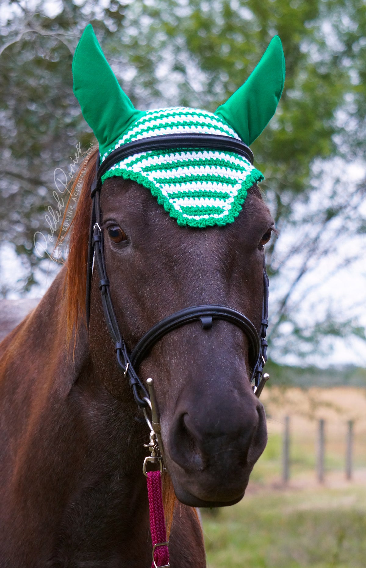 Green and White Christmas Stripe Fly Bonnet