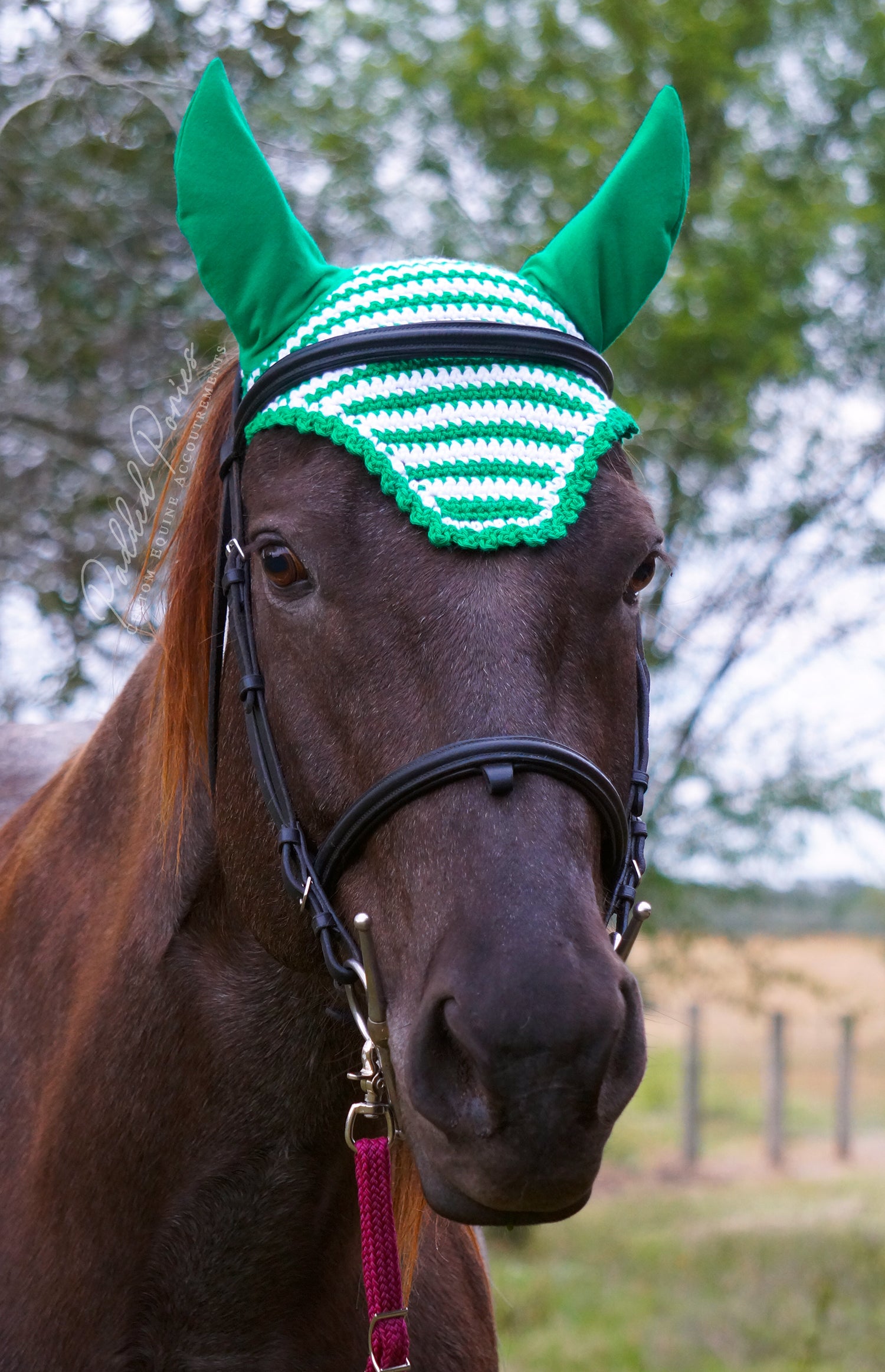 Green and White Christmas Stripe Fly Bonnet