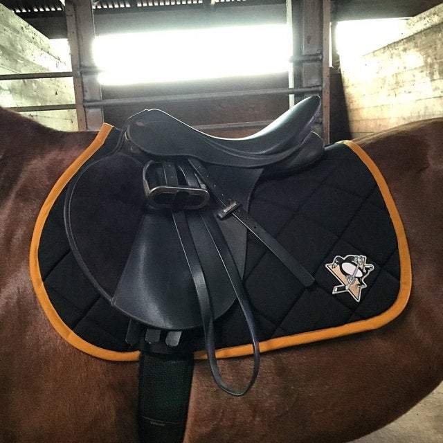 Black and Gold Pittsburg Penguins Hockey Patch All Purpose Saddle Pad Customer Photo