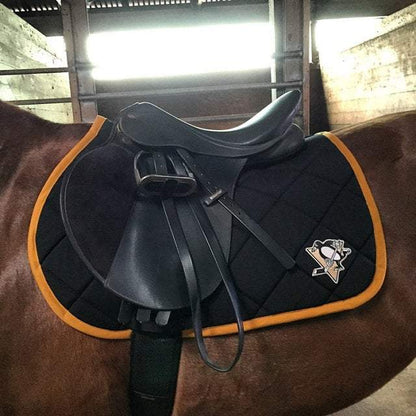 Black and Gold Pittsburg Penguins Hockey Patch All Purpose Saddle Pad Customer Photo