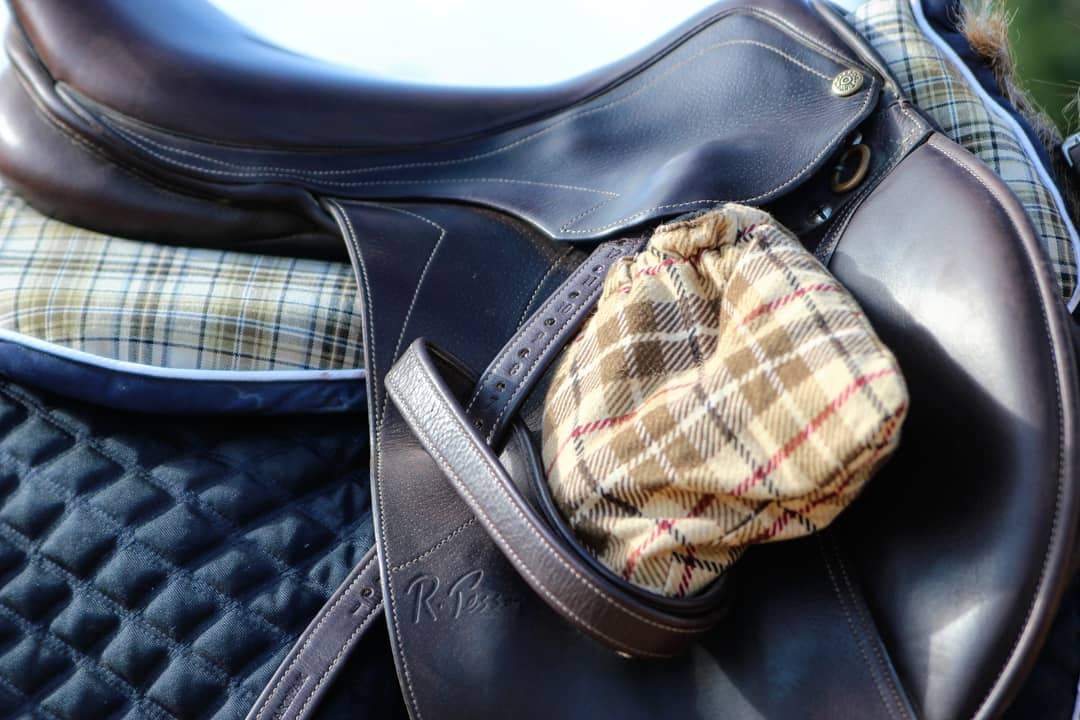 Custom Tan and Navy Plaid Comfort Memory Foam Half Pad and/or Cover