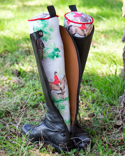 Red and Black Foxhunting Equestrian Tall Boot Shaper Trees