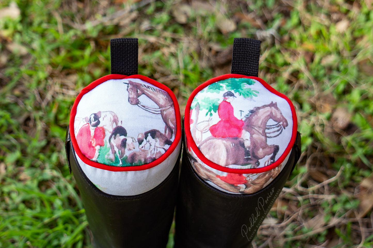 Red and Black Foxhunting Equestrian Tall Boot Shaper Trees