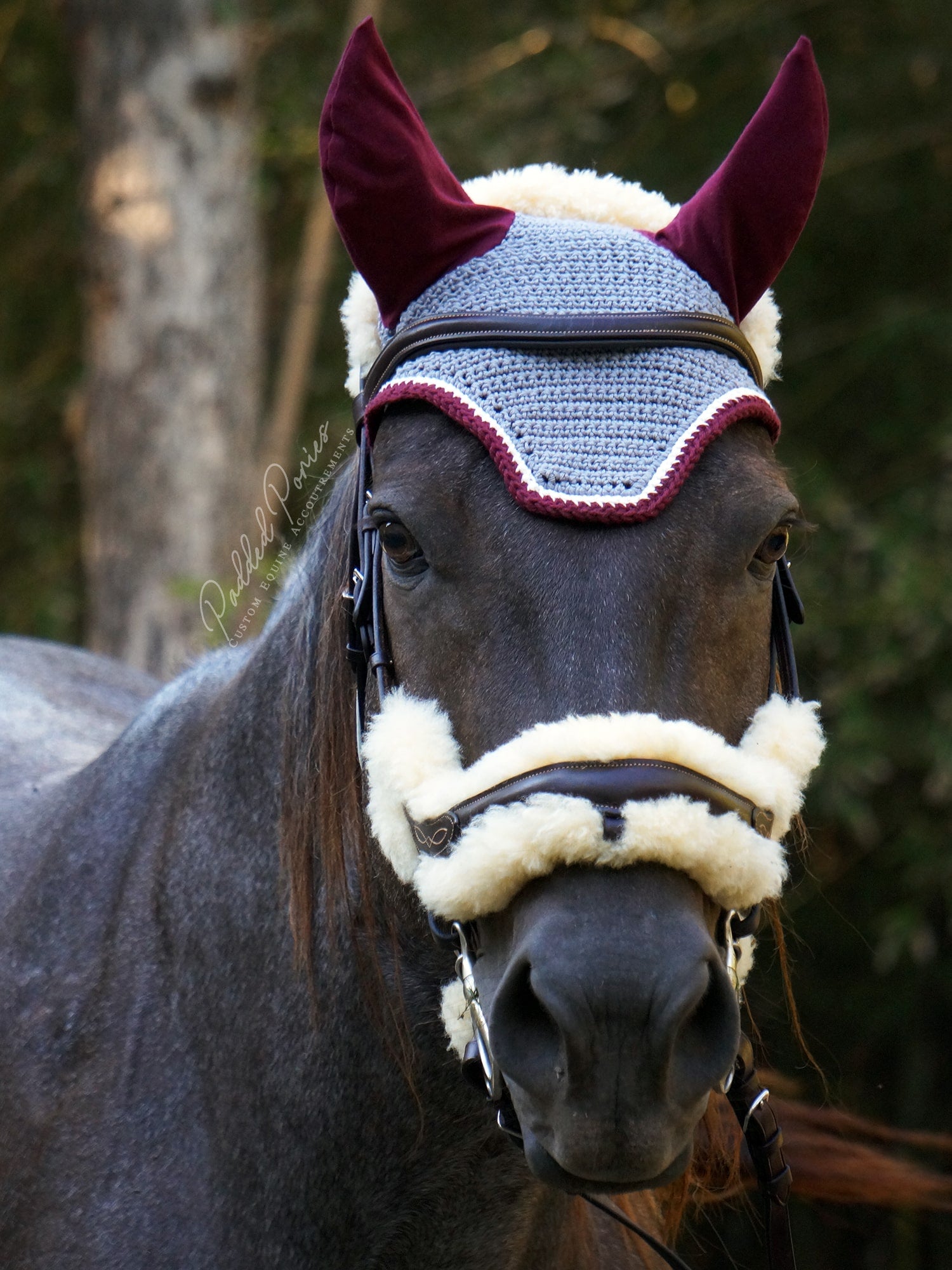 Gray and Burdungy Fly Bonnet