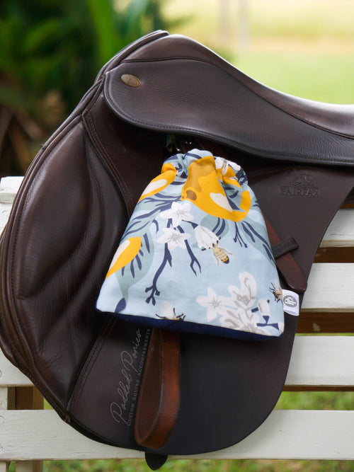Custom Stirrup Covers Lemons and Bees