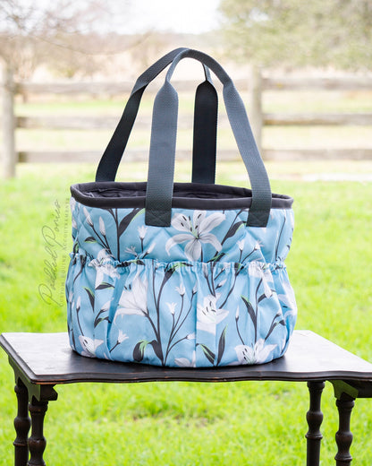 Custom Blue Lilies Large Groom Brush Bag