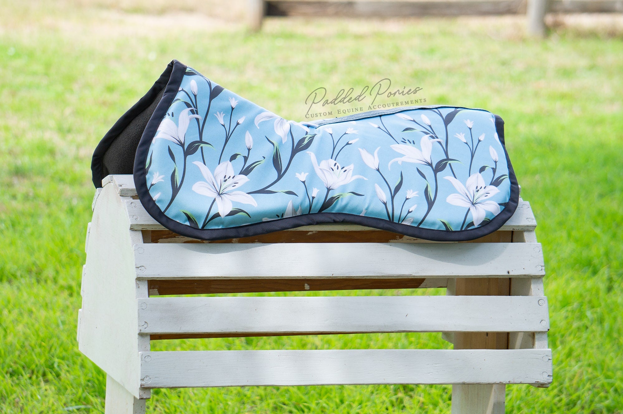 Custom Blue Lilies Memory Foam Half Pad