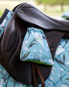 Blue Lilies Stirrup Covers - Sample Sale