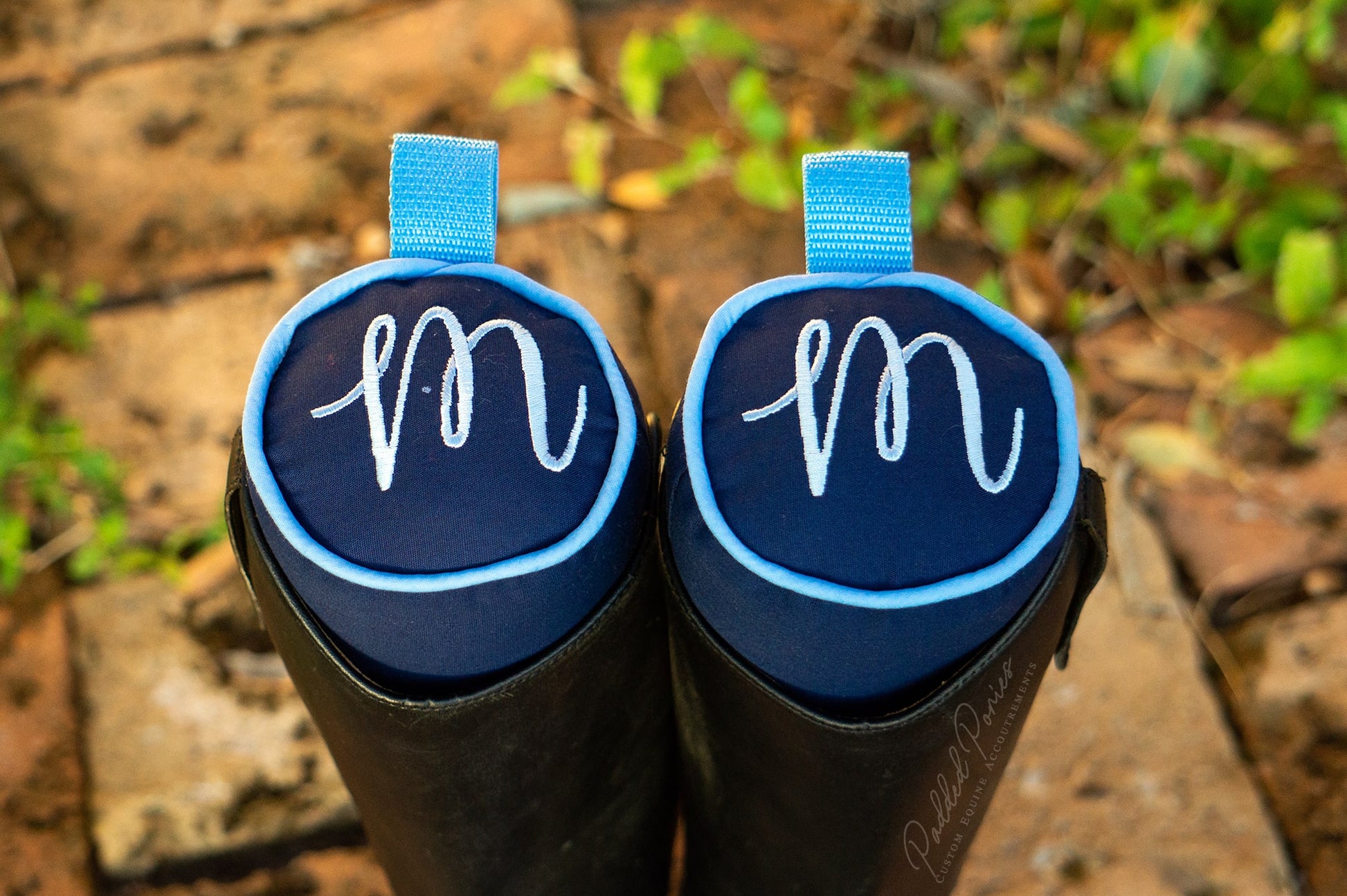 Navy Blue and Powder Blue Boot Tree Stuffers with Monogram