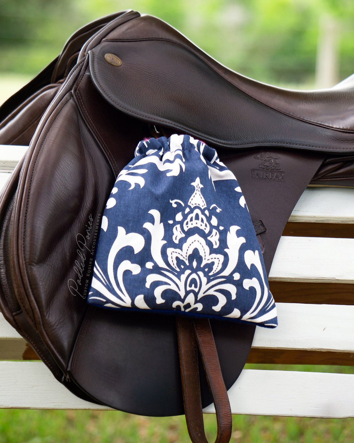 Custom Stirrup Covers Damask