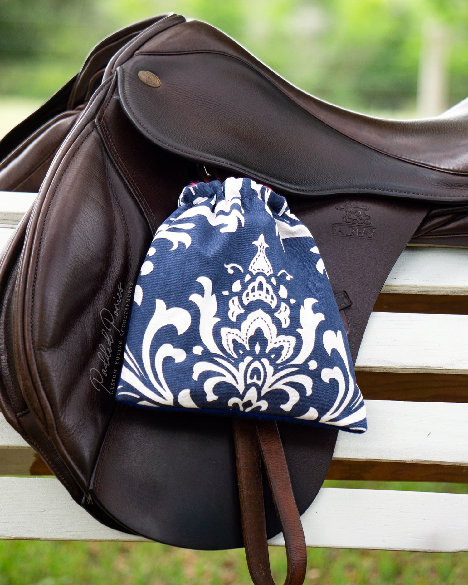 Custom Stirrup Covers Damask