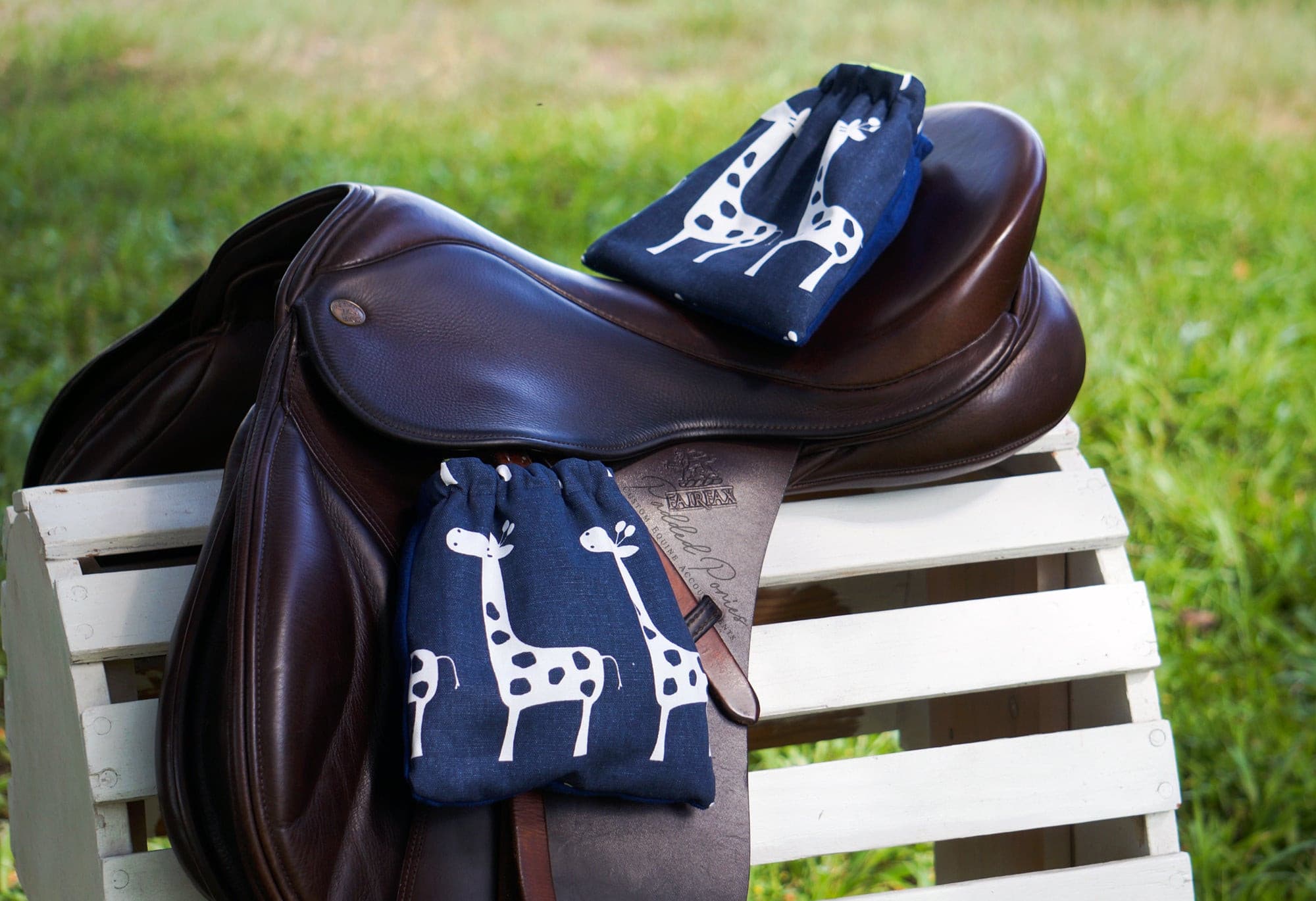 Custom Stirrup Covers Giraffes