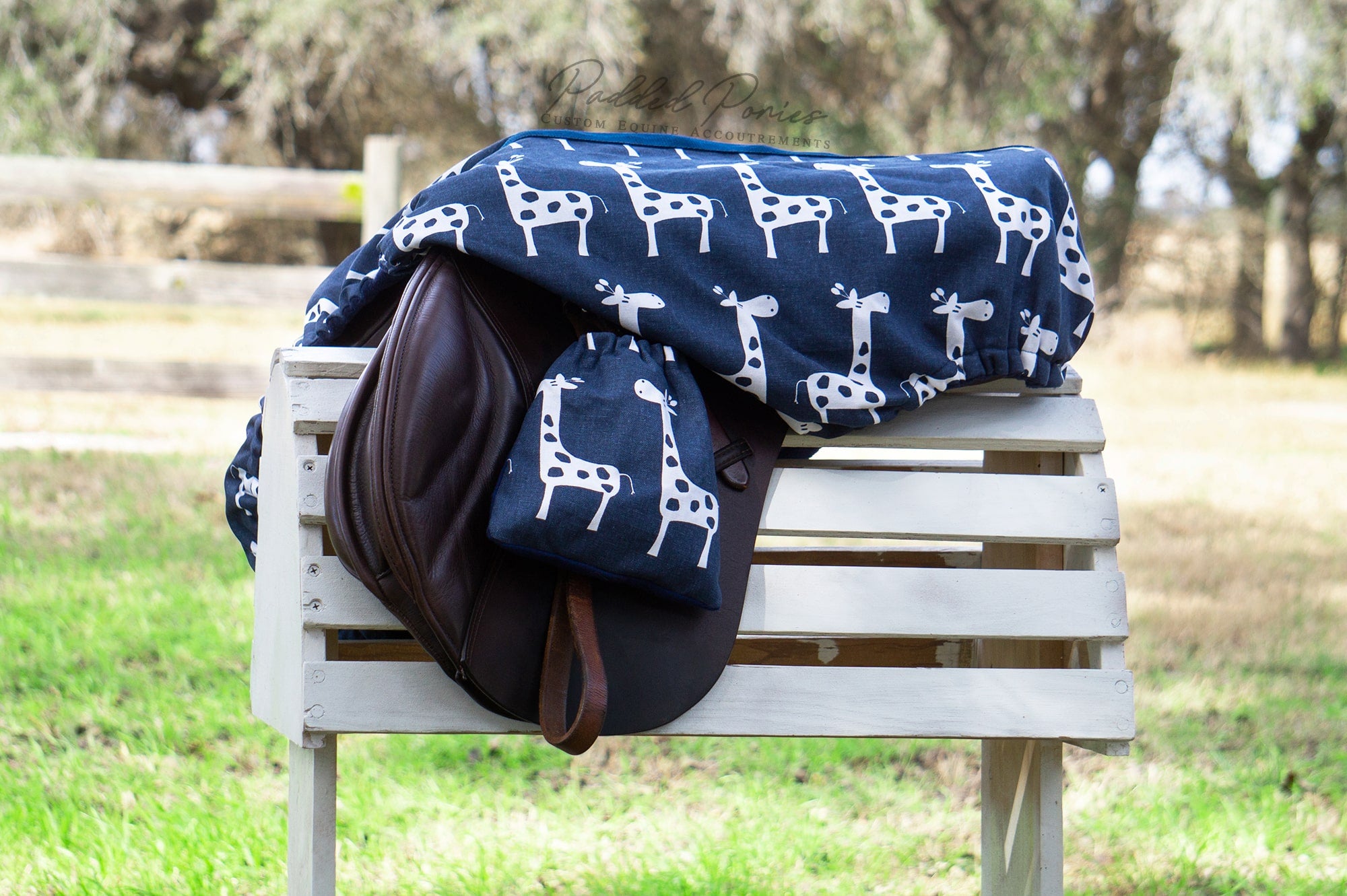 Custom Stirrup Covers Giraffes
