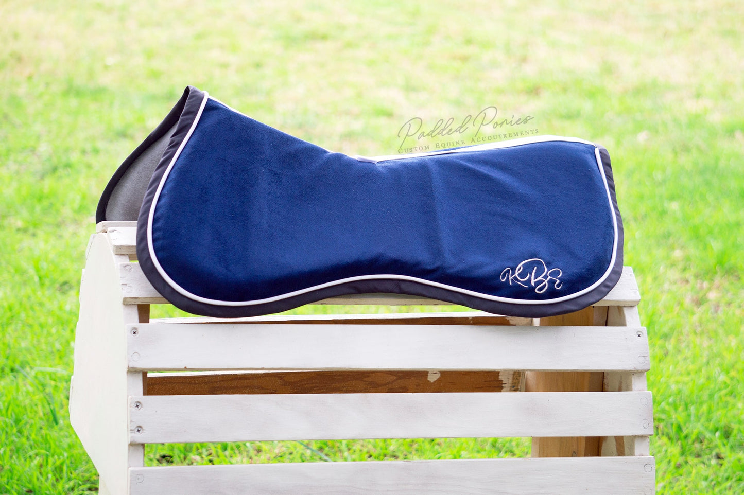 Navy Blue Suede Comfort Memory Foam Jump Half Pad with Monogram