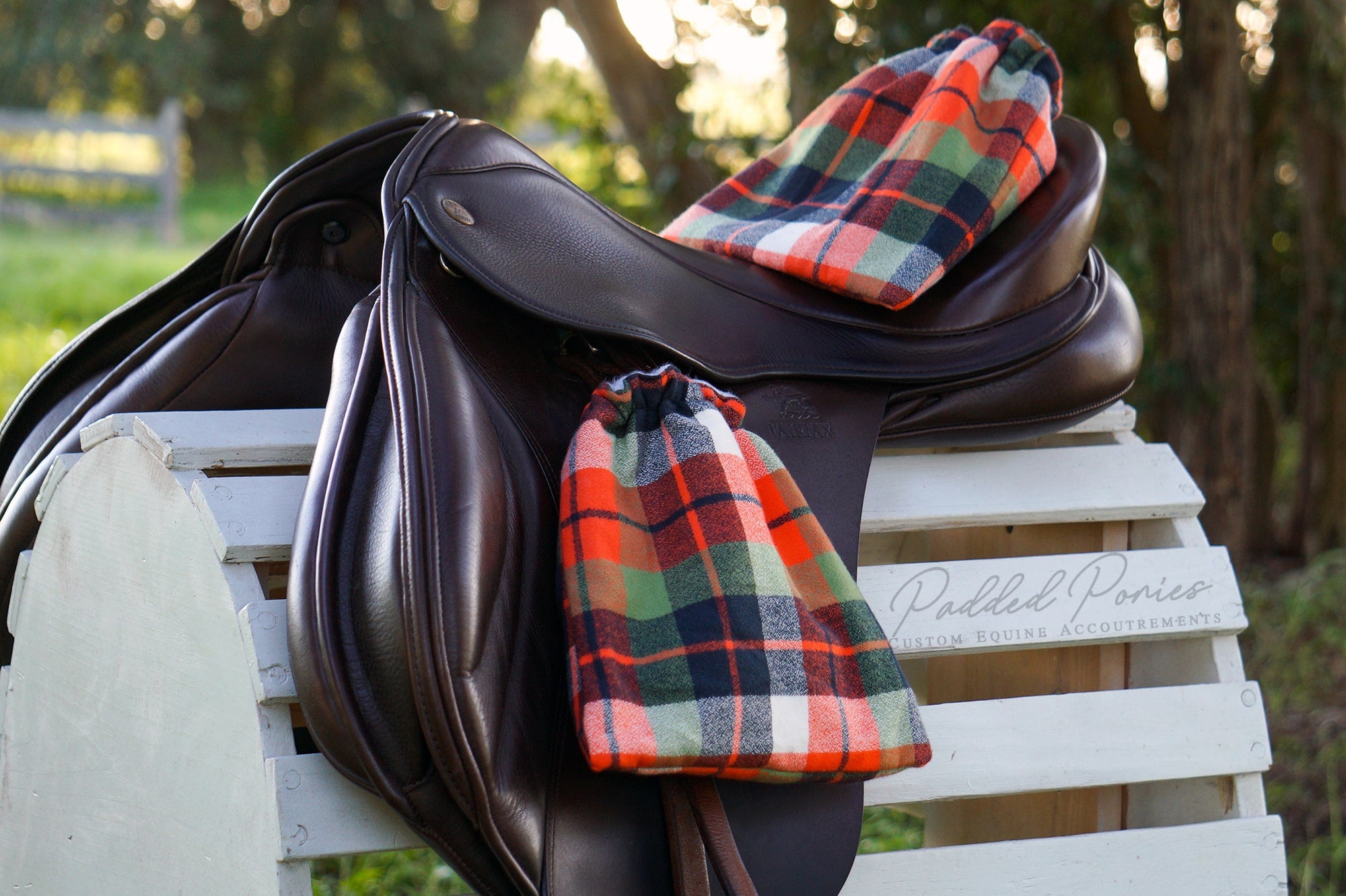 Custom Stirrup Covers Plaid Flannel