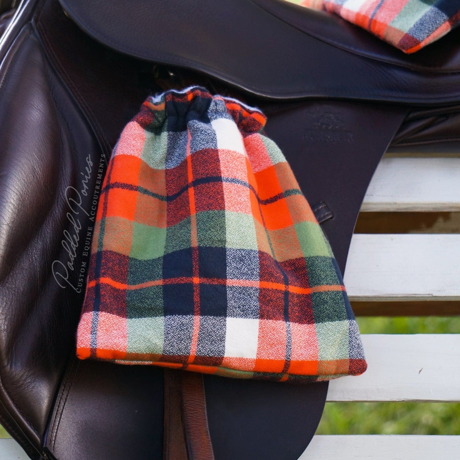 Custom Stirrup Covers Plaid Flannel