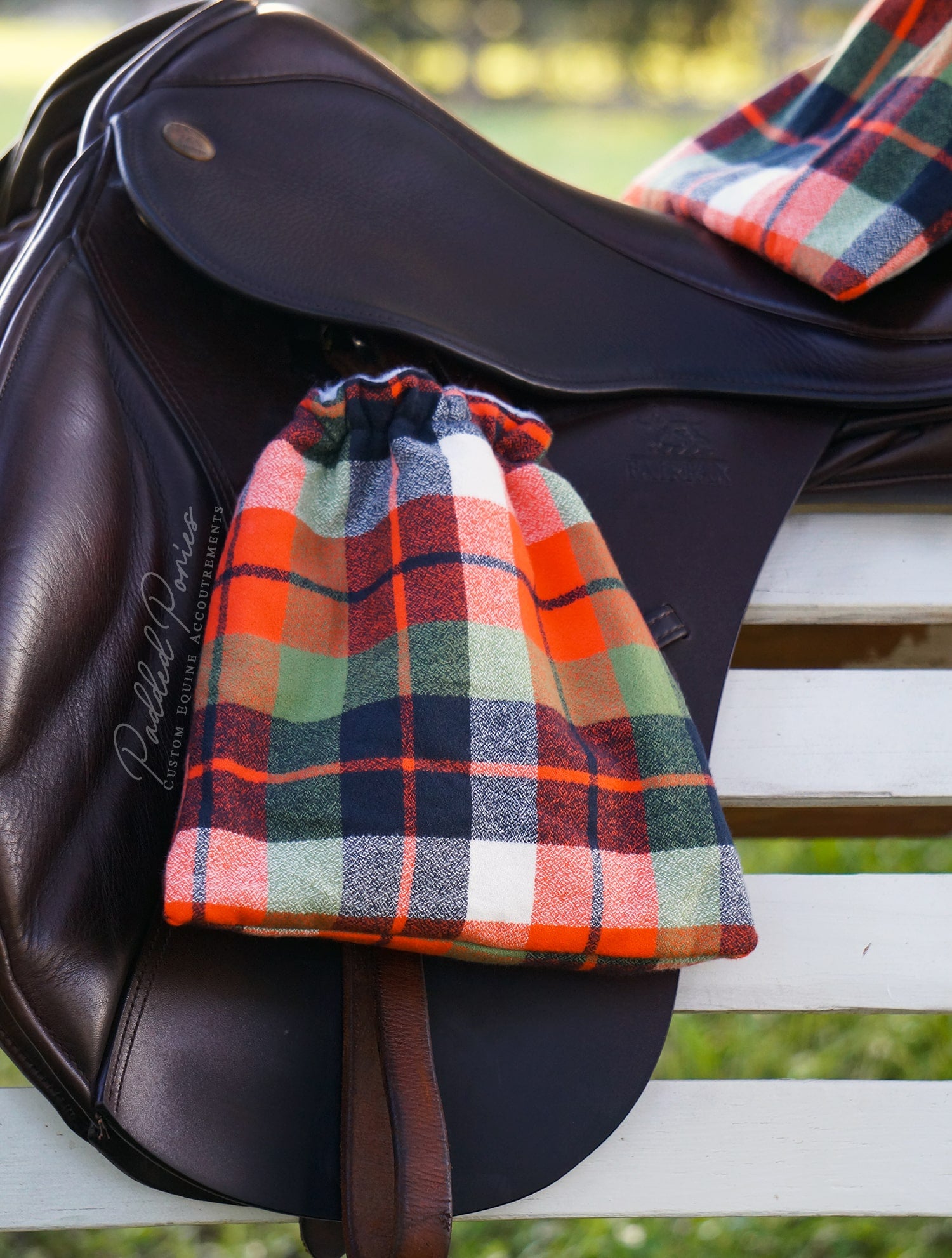 Custom Stirrup Covers Plaid Flannel