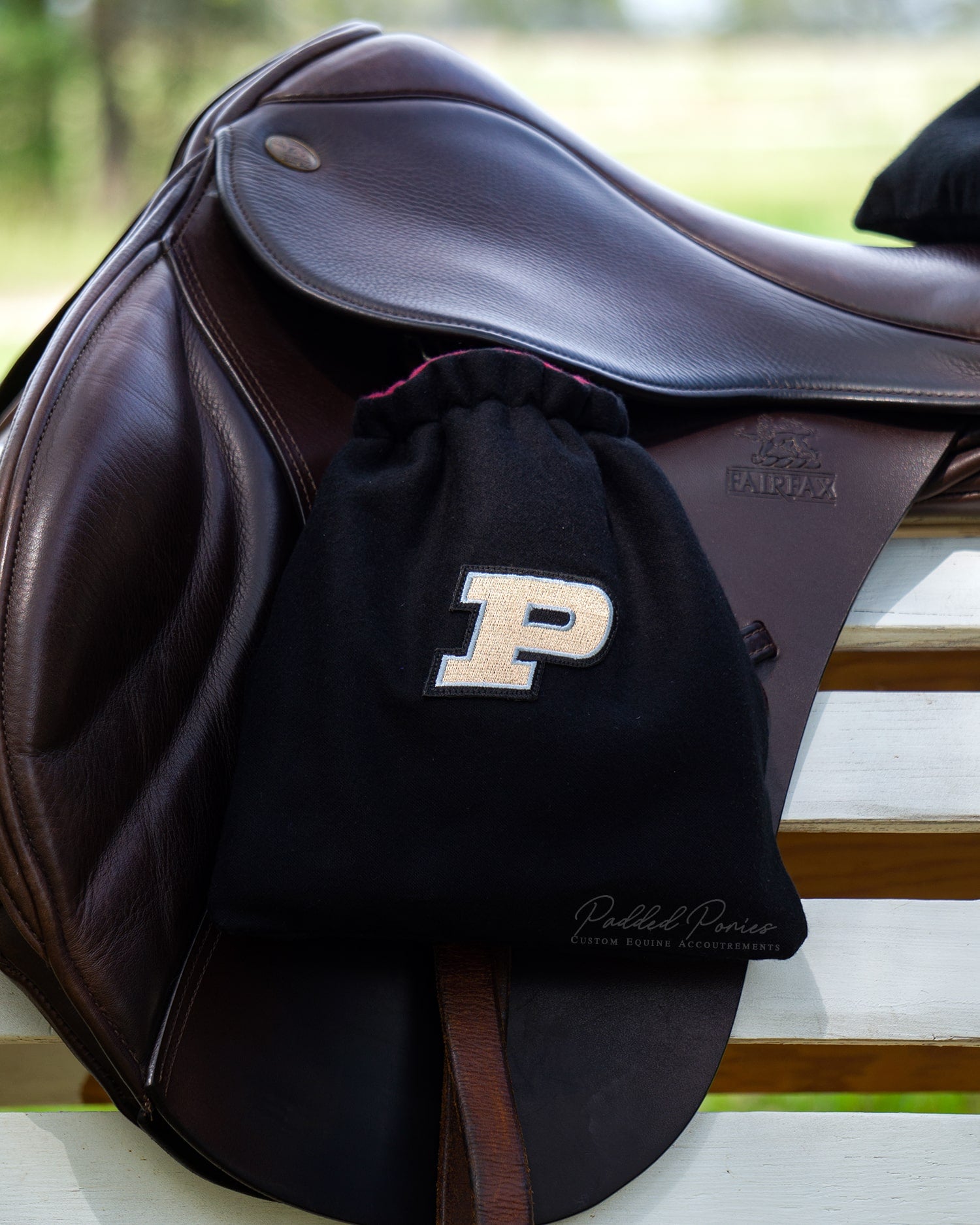 Custom Stirrup Covers Collegiate Sports Patch