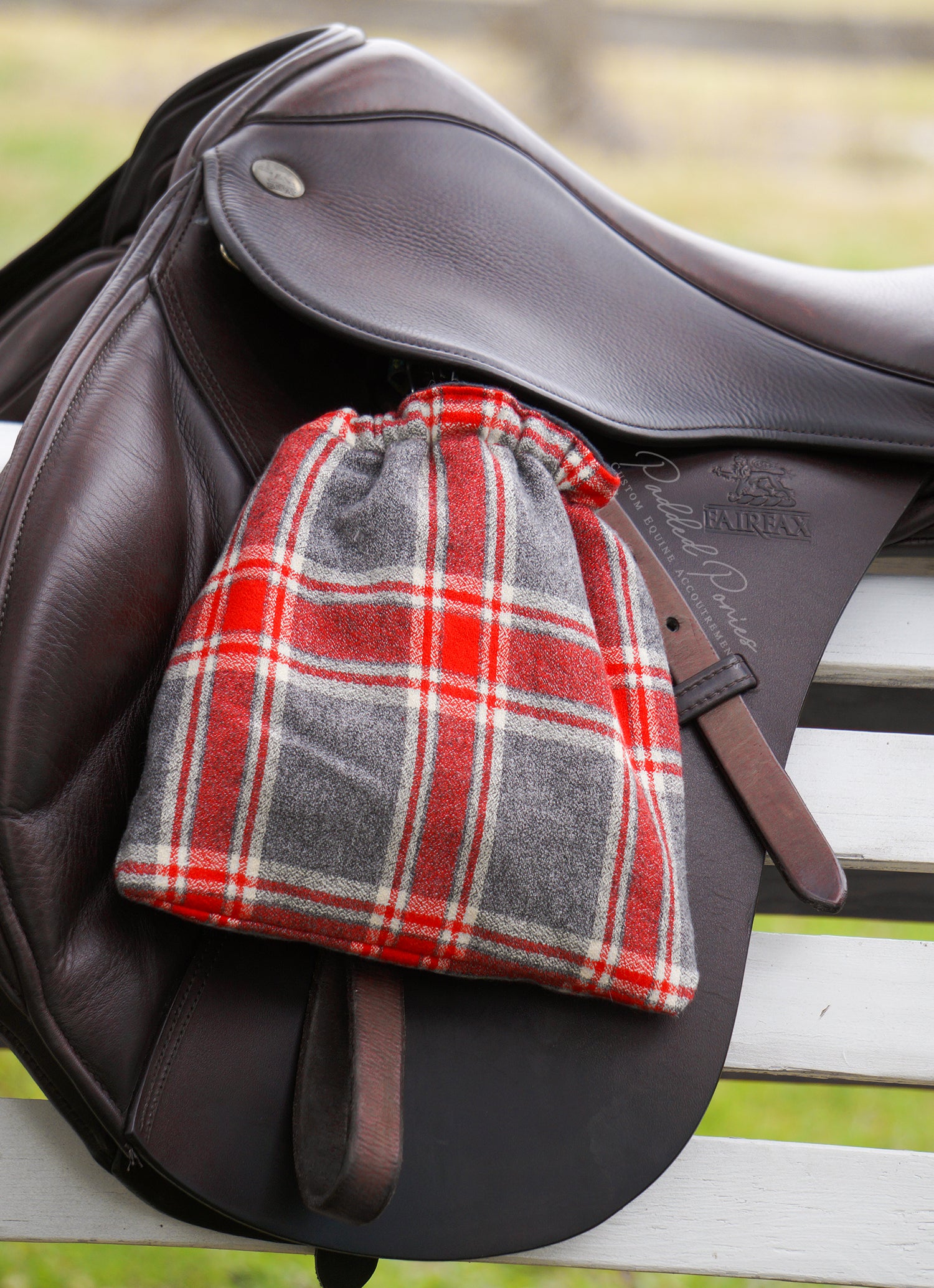Custom Stirrup Covers Plaid Flannel