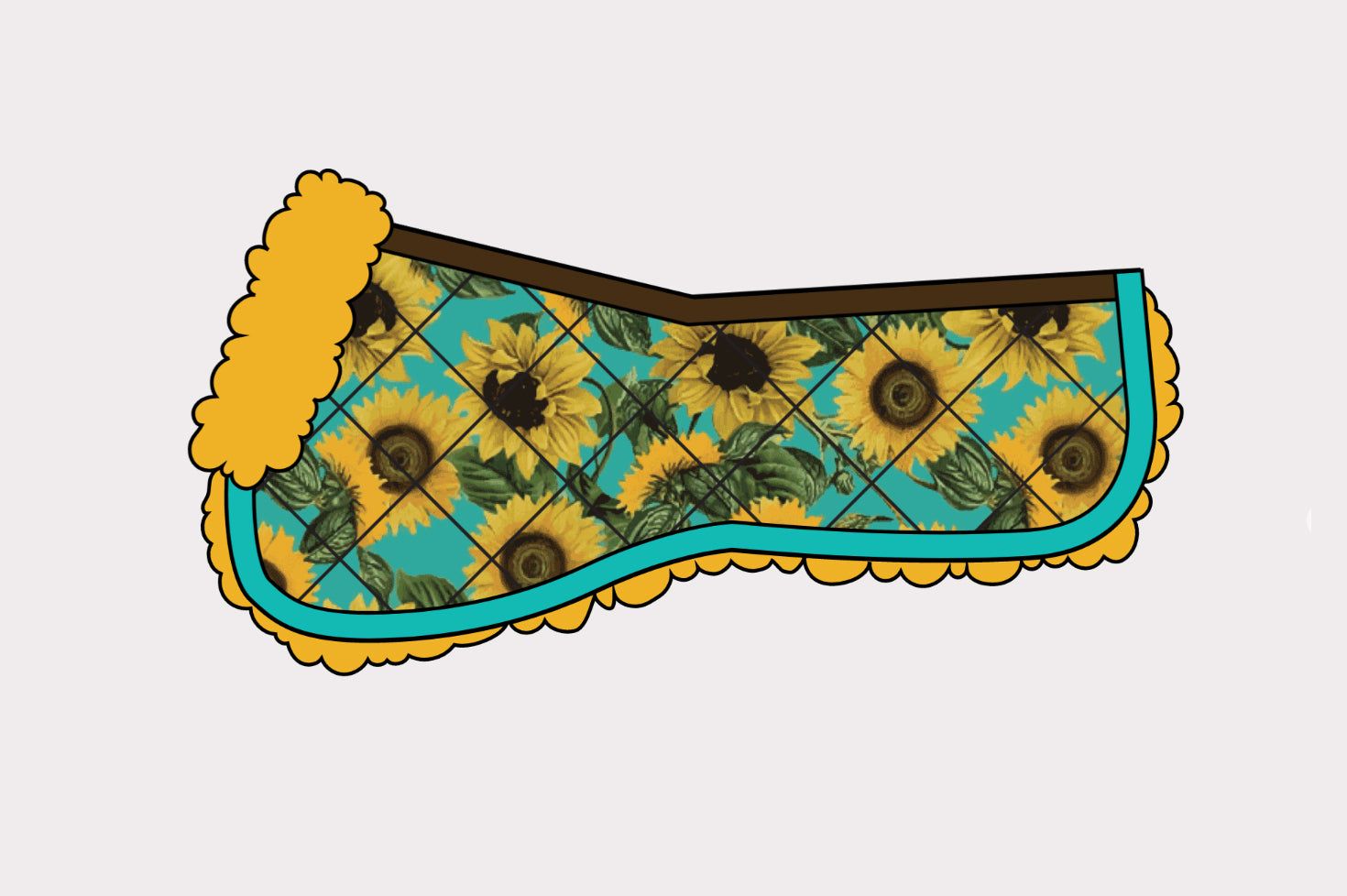 Custom Turquoise Sunflowers Fleece Half Pad