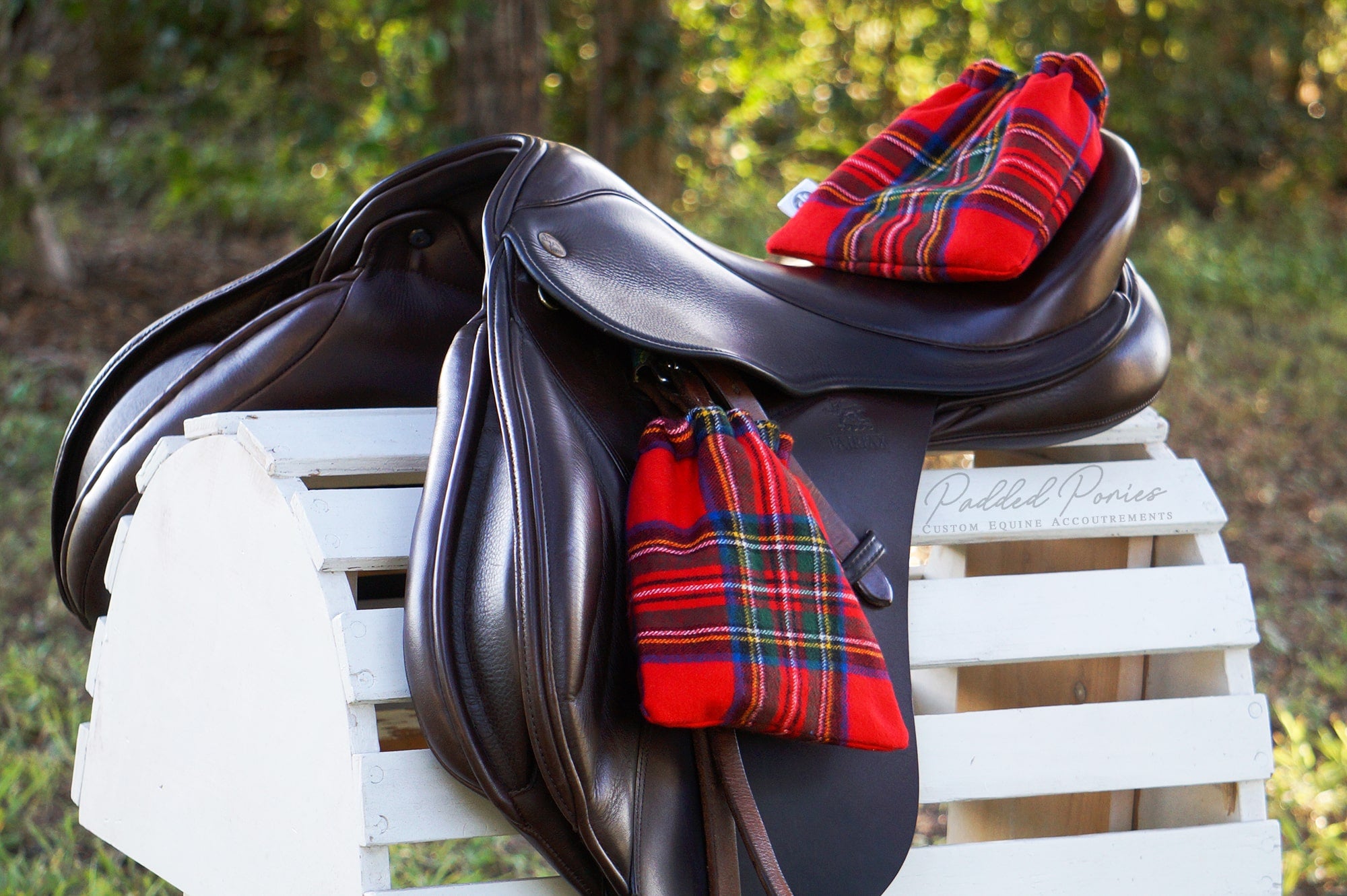 Custom Stirrup Covers Plaid Flannel