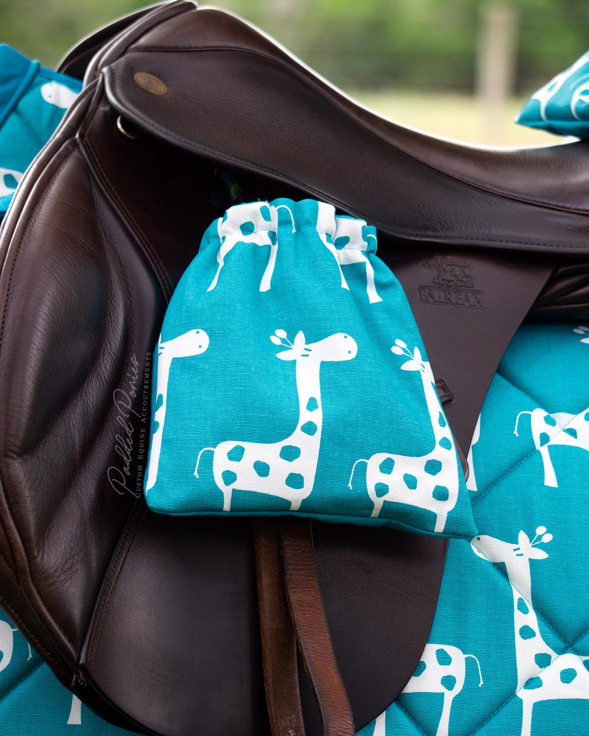 Custom Stirrup Covers Giraffes