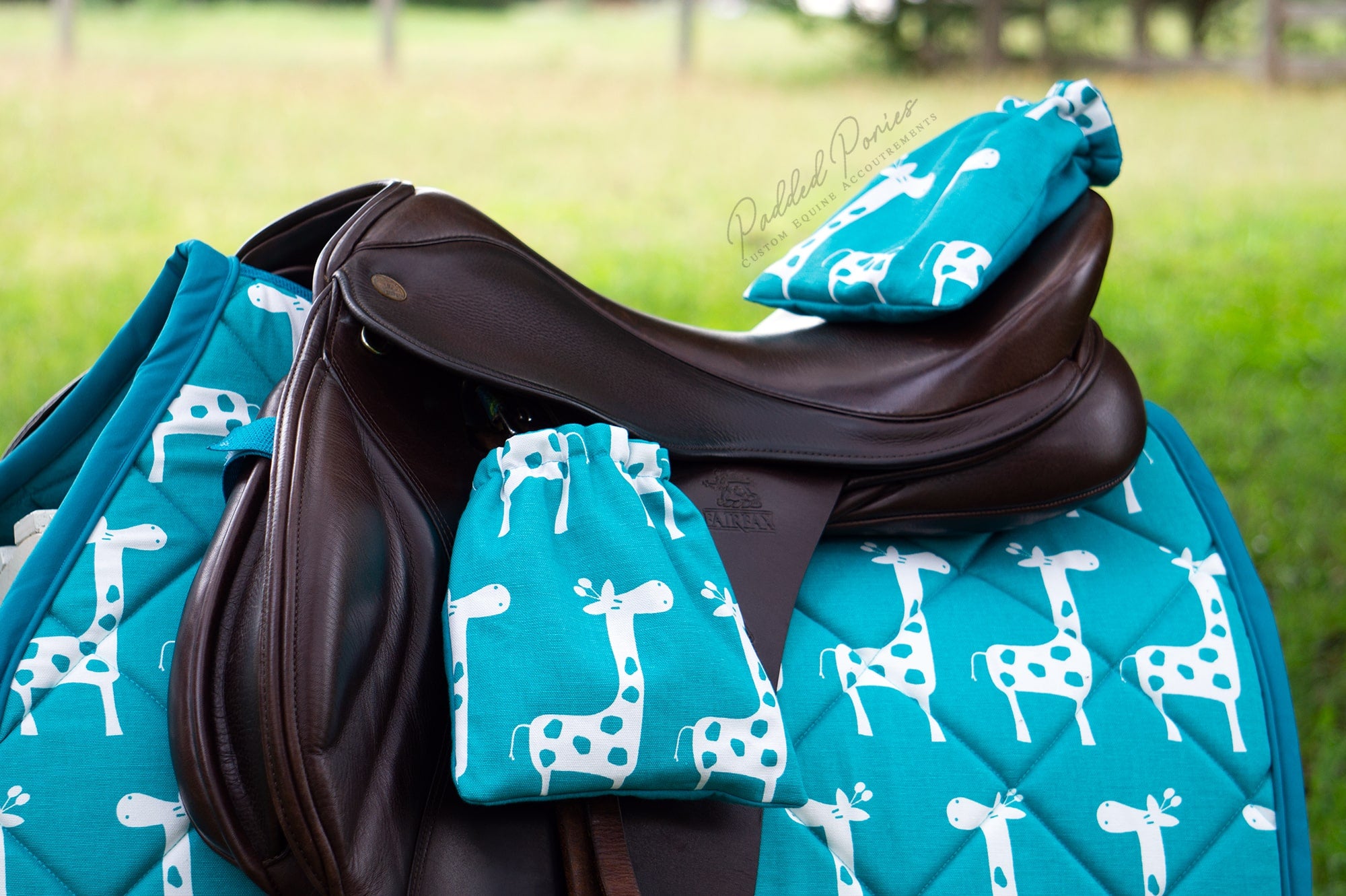 Custom Stirrup Covers Giraffes